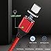 Magnetic USB Type C/L/Micro USB Charger Cable for Android, QC 3.0 Phone Fast Charging Cable with LED, 3 in 1 Adapters Quick Charge Cord Nylon (Red)