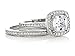 Zoe R Sterling Silver Micro Pave Hand Set Cubic Zirconia Halo 6mm Cushion Cut Center Wedding Set