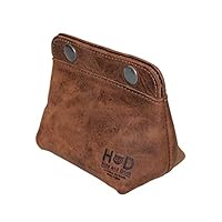 Hide & Drink, Leather Double Snap Pouch/Coin Purse/Cash/Cable Organizer/Makeup/Card Holder, Handmade Includes 101 Year Warranty :: Bourbon Brown