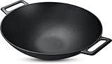 Cast Iron Shallow Concave Wok, Black - by Utopia Kitchen