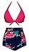 CoolEnding Women Vintage Ruched High Waisted Bikini Two Piece Swimsuits