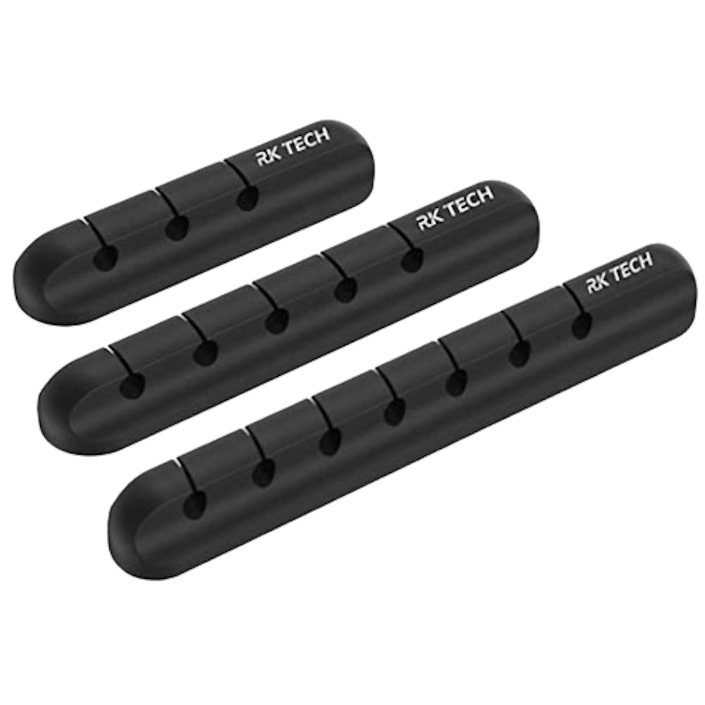 RK TECH Cable Wire Clips Ties, Holder Tidy Management. Organise Your Desk, Office or car with Adhesive (Triple Pack Black)