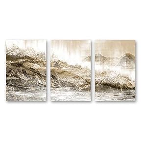 Wave Home Artwork for Living Room Bedroom x 3 Panels