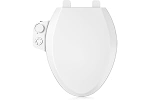 ZMJH S001-B1 Bidet Toilet Seat Non-Electric, Fits Elongated Toilets, Dual Nozzle System, Ambient Water Temperature with Adjusting Spray Pressure, Slow Close, Easy to Install, White