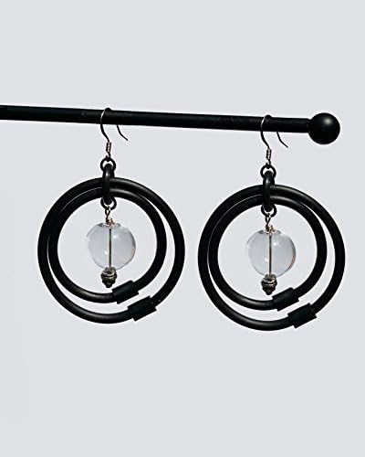 Rubber Loop &amp; Glass Globe Earrings