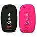 2Pcs Coolbestda Flip Key Fob Cover Skin Remote Case Keyless Entry Jacket Shell for Kia Sorento Sportage Rio Soul Forte Optima Carens Black Rose （Not Fit Smart Key Fob）