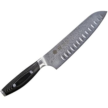 Yaxell YO-U 69-layer Steel Dimple Santoku Kitchen Knife 18 Centimeter