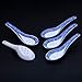 Soup Spoons Ceramic Asian Soup Spoon Set White Japanese Spoon Porcelain Soup Spoons Table Spoons Dinner Spoons Patterned 5.3 Inch Long, Set of 5(flower 3) (Blue)