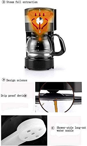 YAeele Kaffeemaschine, Haushalt Kaffeemaschine, Drip-Automatik Filterglas Kaffeekanne, Temperiergeräte Isolierung Basis… – Bild 8