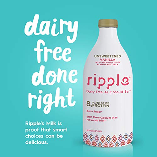 Ripple NonDairy Milk, Unsweetened Vanilla Vegan Milk With 8g Pea