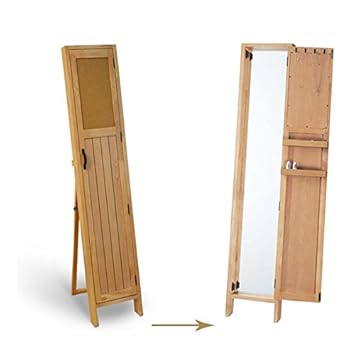 Amazon スタンドミラー 壁掛け 姿見 鏡 全身 扉付き 木製 フレーム