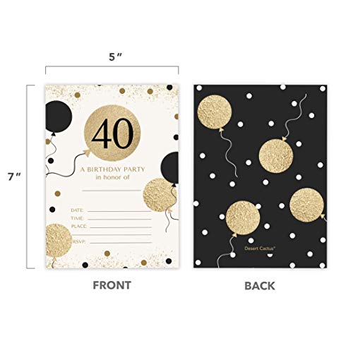 40th-Birthday-Style-1-Happy-Birthday-Invitations-Invite-Cards-10-Count-With-Envelopes-Boys-Girls-Kids-Party-10ct