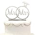 Mr & Mrs Cake Topper For Wedding Anniversary Rings Crystal Rhinestone Party Decoration (Silver)