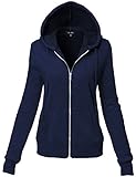 Luna Flower Women's Basic Kangagoo Pocket Thin Hoodie Jackets