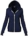 Luna Flower GHDW020 Women's Inner Brushed Soft Zip Up Hoodie Fleece Jackets