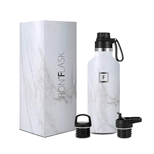IRON °FLASK Sports Water Bottle 32 Oz, 3 Lids (Spout Lid), Leak Proof