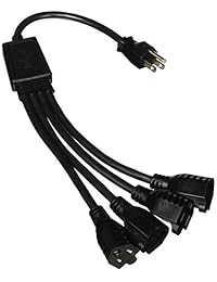 C2G   Cables To Go, divisor de cable de alimentación 2983 18 entrada 16 AWG 1 a 4 para NEMA 5-15P a 4 NEMA 5-15R 18 pulgadas Negro