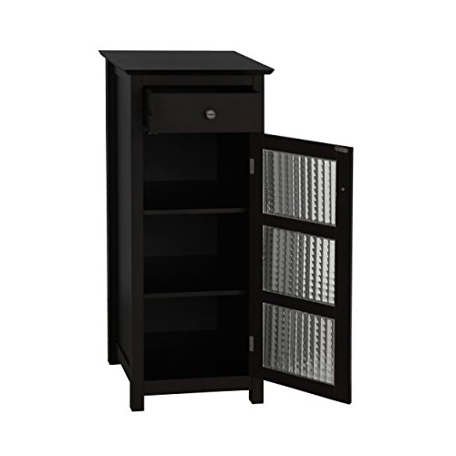 Elegant Home Fashions Chesterfield Collection Floor Cabinet with One Door and One Drawer, Espresso