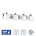 OSTWIN 4 Light Vanity Lighting Fixture for Bathroom, Bedroom, Makeup Dressing Table, Wall Mounted Interior Light, Over Mirror Modern Wall Sconce, Opal Glass Shade, Satin Nickel Finish, UL Listed