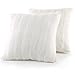 Cheer Collection Faux Fur Throw Pillows - Decorative Pillows for Couch, Bed Throw Pillows, White Accent Pillows for Bedroom or Living Room Aesthetic, Set of 2 Furry Throw Pillows, 18”x18”