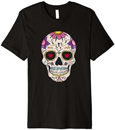 Mens Funny Cute Day Of The Dead Sugar Skull Costume Tshirt Small Black