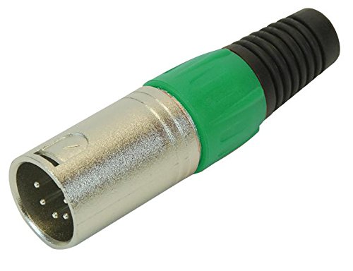 PRO SIGNAL 5-Pole XLR Plug with Green Strain Relief – Cable Mount, Professional Metal Audio Connector - PSG01323