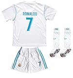 2017/2018 REAL MADRID #7 RONALDO KIDS HOME SOCCER JERSEY & SHORTS YOUTH SIZES