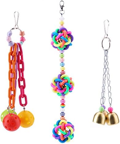 Wandergo Colorful Bird Toys with Bells for Parrot (3 Pack)