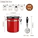 Airtight Coffee Canister, HOKEKI Stainless Steel Container for the Kitchen, Coffee Ground Vault Jar With One Way Co2 Valve And Scoop, Tea Coffee Sugar, Extra Coffee Spoon, 16 oz (Red)