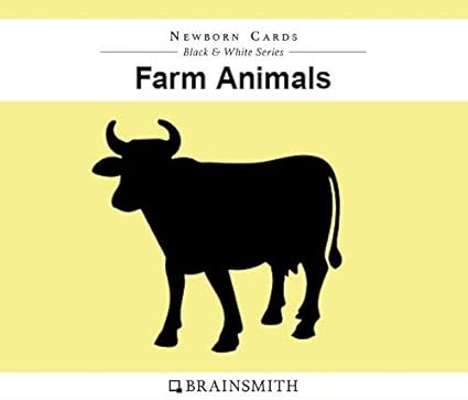 Brainsmith New-Born Baby Farm Animals Cards, High-Contrast Black and White Picture Flash Card Set - Sight and Memory of Infants and Babies (0-6 Month)