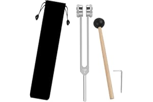 INTOMYTH 128 Hz Tuning Fork for Healing Chakra, Weighted Aluminum Alloy Fork with Silicone Reflex Hammer and Bag, Sound Thera