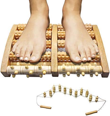 GSUNG Wooden Dual Foot Massage Roller (Large) - Relieves Plantar Fasciitis & Muscle Tension, Soothes Nerve Pain, Heel Spur, Heel & Foot Arch Pain -Stress Relief-Foot Reflexology Tool