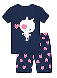 Big Girls Cats Pajamas 100% Cotton 2 Piece Kids Sleepwear Clothes Set