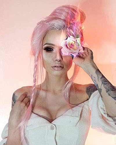 Imstyle Pink Lace Front Wig Long Straight Synthetic Fiber Wigs For Woman Natural Hairstyle For Woman New Fashion 24 Inch