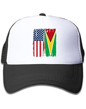 American Guyana Flag On Boys and Girls Trucker Hat, Youth Toddler Mesh Hats Baseball Cap