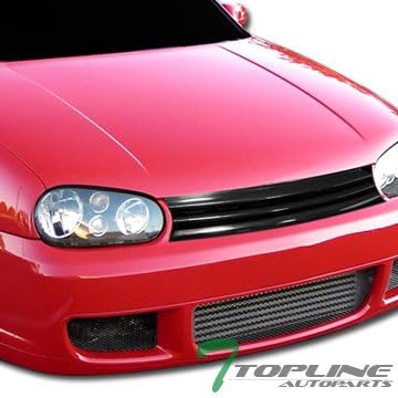 Topline Autopart Black Horizontal Front Hood Bumper Grill Grille ABS For 99-06 Volkswagen Golf/GTI/R32 MK4