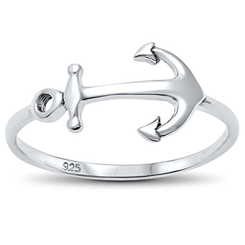 Sterling silver plain anchor ring sizes 7