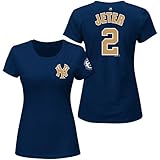 Derek Jeter #2 New York Yankees MLB Women's Gold Name & Number T-Shirt with Retirement Logo