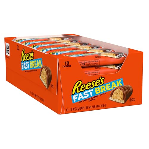 REESE’S FAST BREAK PEANUT BUTTER NOUGAT CANDY BARS, 1.8 OZ (PACK OF 18)