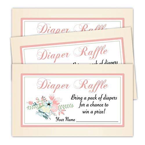 Amazon Com Peach Floral Diaper Raffle Tickets Baby Shower Favor