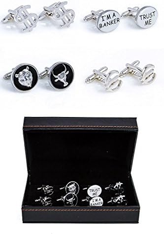 Mens Financial Advisor Banker 4 Pairs Shirt Cufflinks With Presentation Gift Box Suit Wedding Business