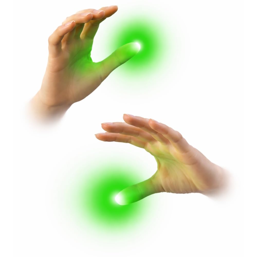 MilesMagic Set of 2 Magic Light Up Thumb Tip | Lights from Everywhere | Easy to Do Flash Lights from Anywhere Close Up Routines Finger Illusion Magic Trick (Green)