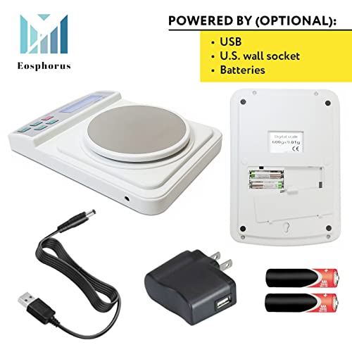 Bilancia Digitale Eosphorus 600g X 0.01g - Precisione Laboratorio, USB, 7 Unità - Foto 5