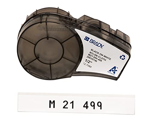 Brady (M21-500-499) Ruban en tissu nylon pour etiqueteuses BMP21-PLUS et BMP21 12.70 mm x 4.88 m Noir sur blanc