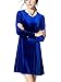 K&S Women's Gold Velvet Long Sleeve Flare Loose Short Dress (S, Blue)
