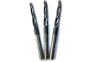 3pcs CNC Carving Tapered Angle Ball Tip Radius 2.0mm X 1/4" Shank 2.12 Deg Tungsten Solid Carbide HRC55 with TiAIN Coated Rou