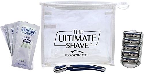 The Ultimate Shave Men's 3-blade Razor, Razor Blade Refill Cartridges and Travel Size Shave Cream in a TSA Compliant Travel Shaving Set