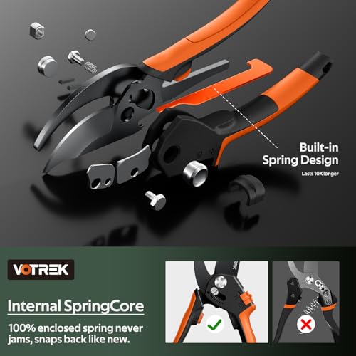VOTREK® 8.5" Garden Secateurs for Weak Hands, Professional Bypass Pruner | Patented Stepless Handle, Japanese SK5 Blades, Heavy Duty Pruning Shears, Gardening Scissors for Grass, Branches & Stems