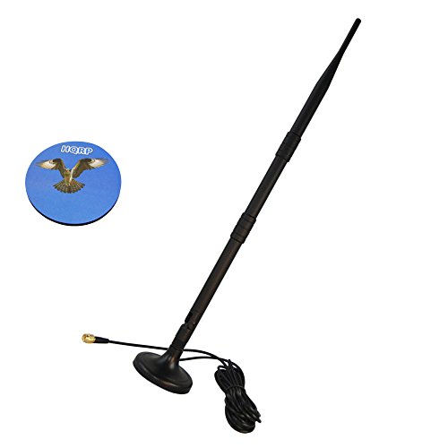 HQRP KIT: 2400-2500Mh 9 dBi RP-SMA WIFI Booster Wireless Antenna plus RP SMA Male to RP-SMA Female RG174 Antenna Socket Base for Tenda TWL54R / TWL542R / TWL108R / TWL542R+ / W311U+ plus HQRP Coaster