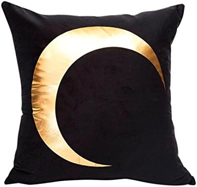 Indexp Gold Foil Printing Festival Throw Cushion Cover Sofa Home Decoration Pillow case (Black D)